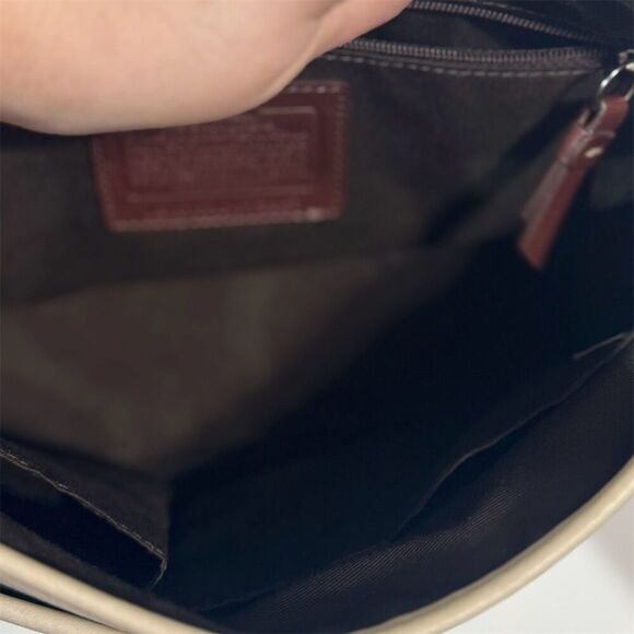 Coach Hamilton Shoulder Bag F13957 Pebbled Leather Ivory Brown Turnlock Luxury - Picture 9 of 9